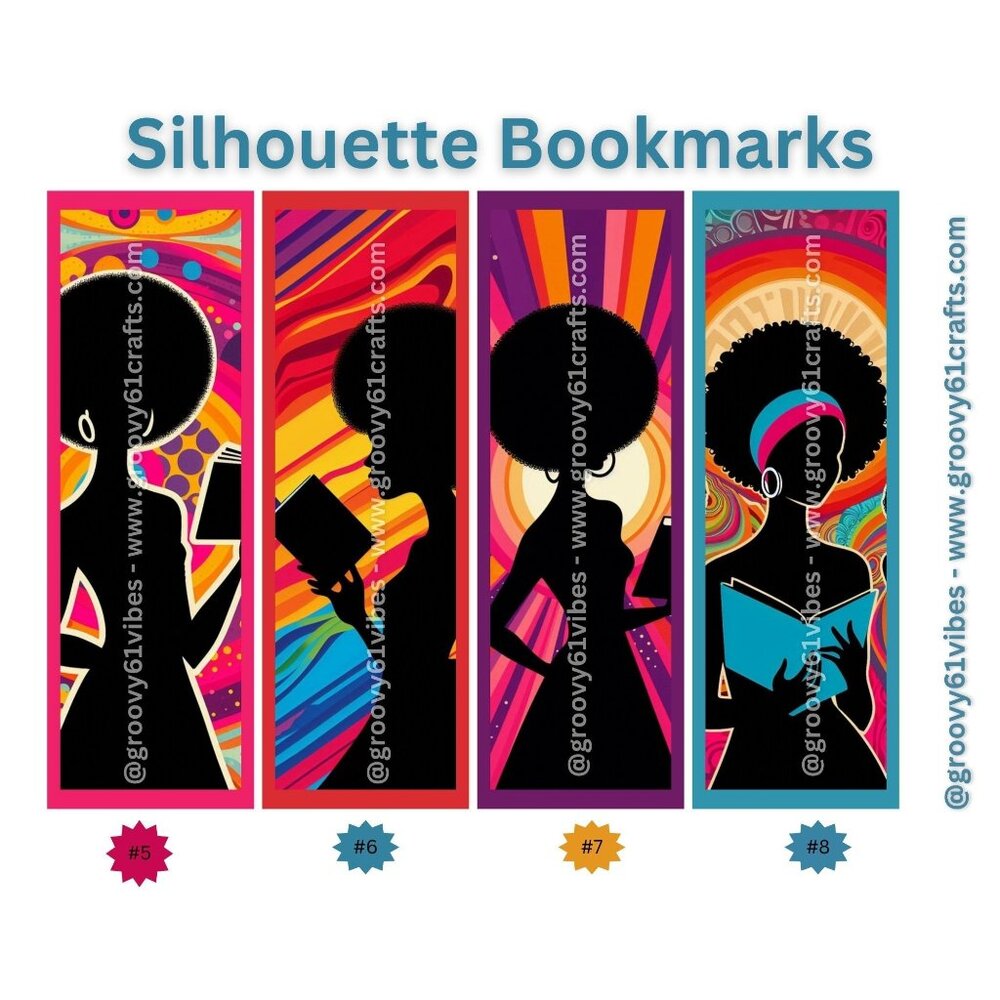 Groovy Reader Bookmark – Vintage Silhouettes for Women Who Love to Read (5-8)